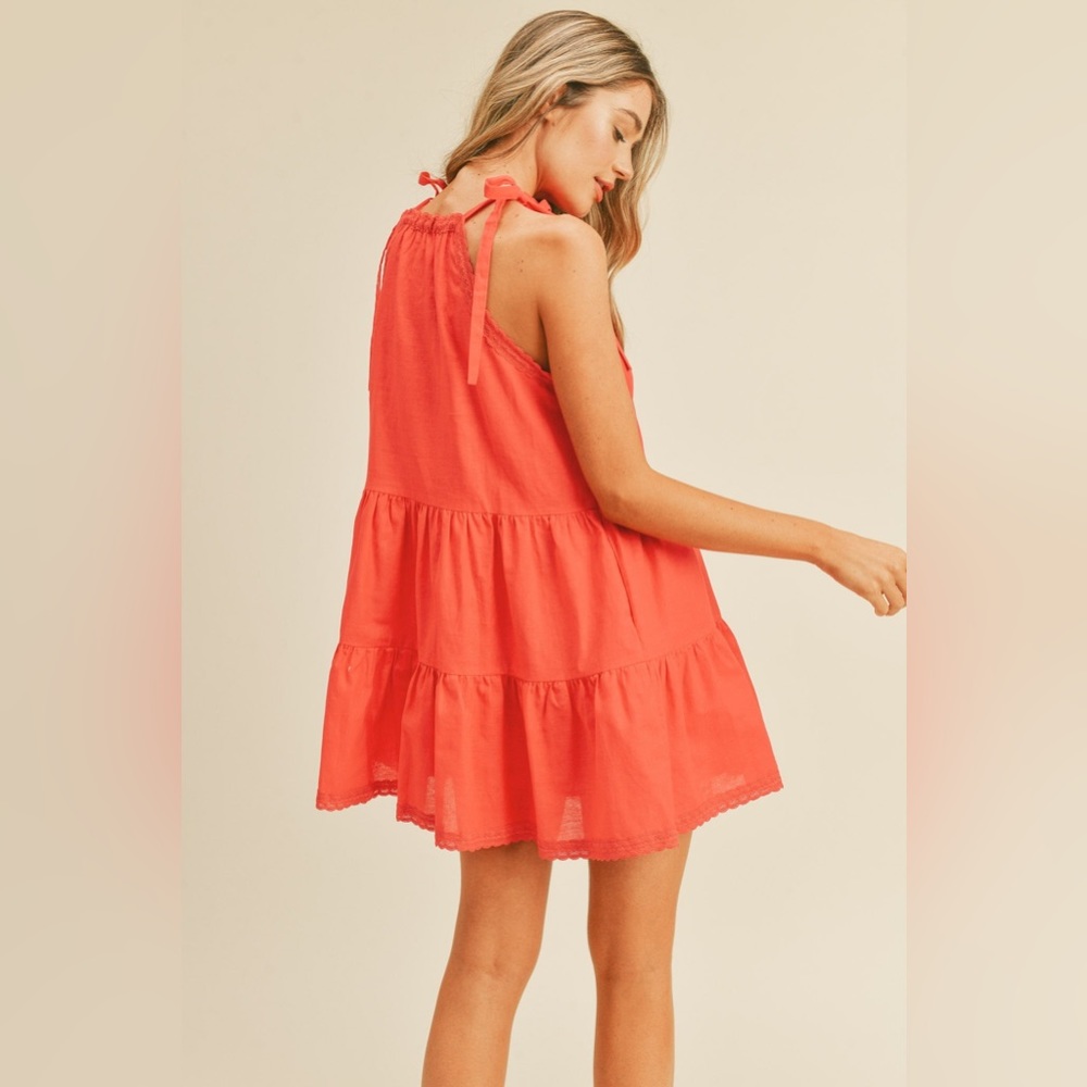 Pinkblush lace trim tiered dress nwot - Picture 4 of 6